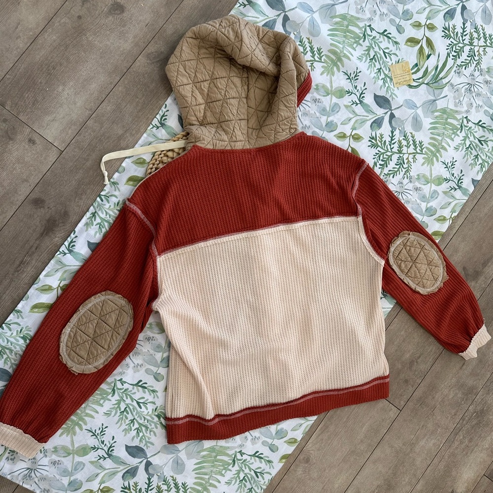 New BiBi Women’s Thermal Quilted Waffle Sweater Patchwork Shacket Jacket Size SM - Picture 7 of 16